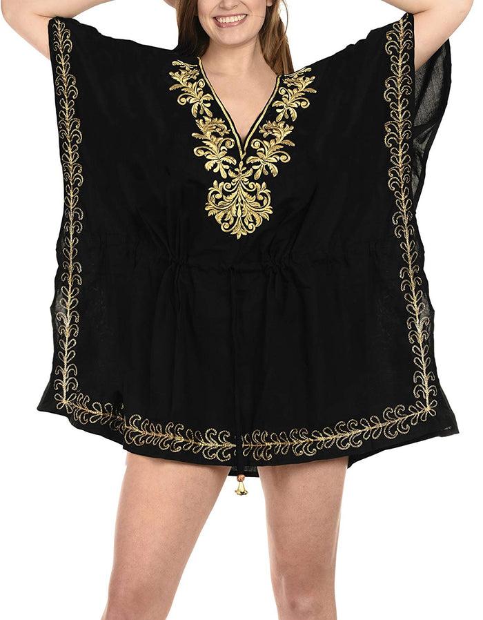 La Leela LA LEELA Bikini Coverup Dress Swim Beach Wear Caftan Swimsuit Women Embroidered
