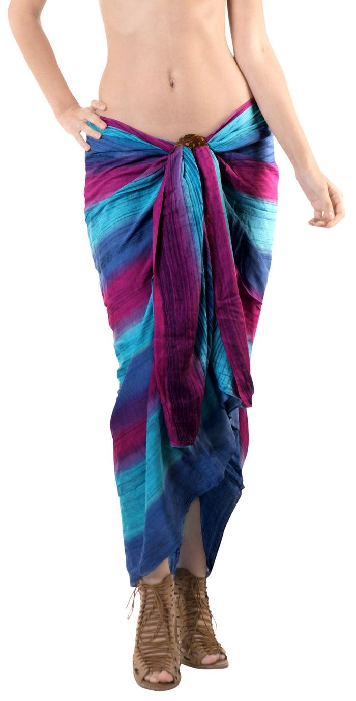 La Leela LA LEELA Bikini Suit Cover Up Sarong Bikini Cover Up Tie Dye 78"X43" Purple_4484