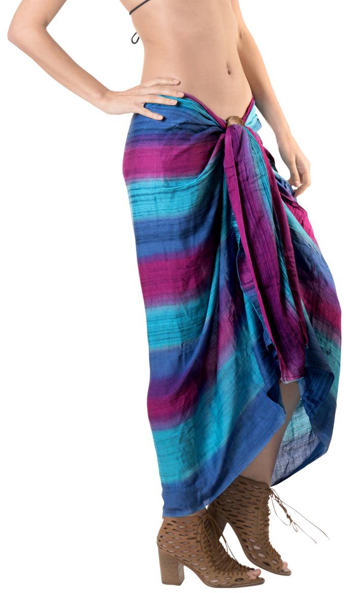 La Leela LA LEELA Bikini Suit Cover Up Sarong Bikini Cover Up Tie Dye 78"X43" Purple_4484
