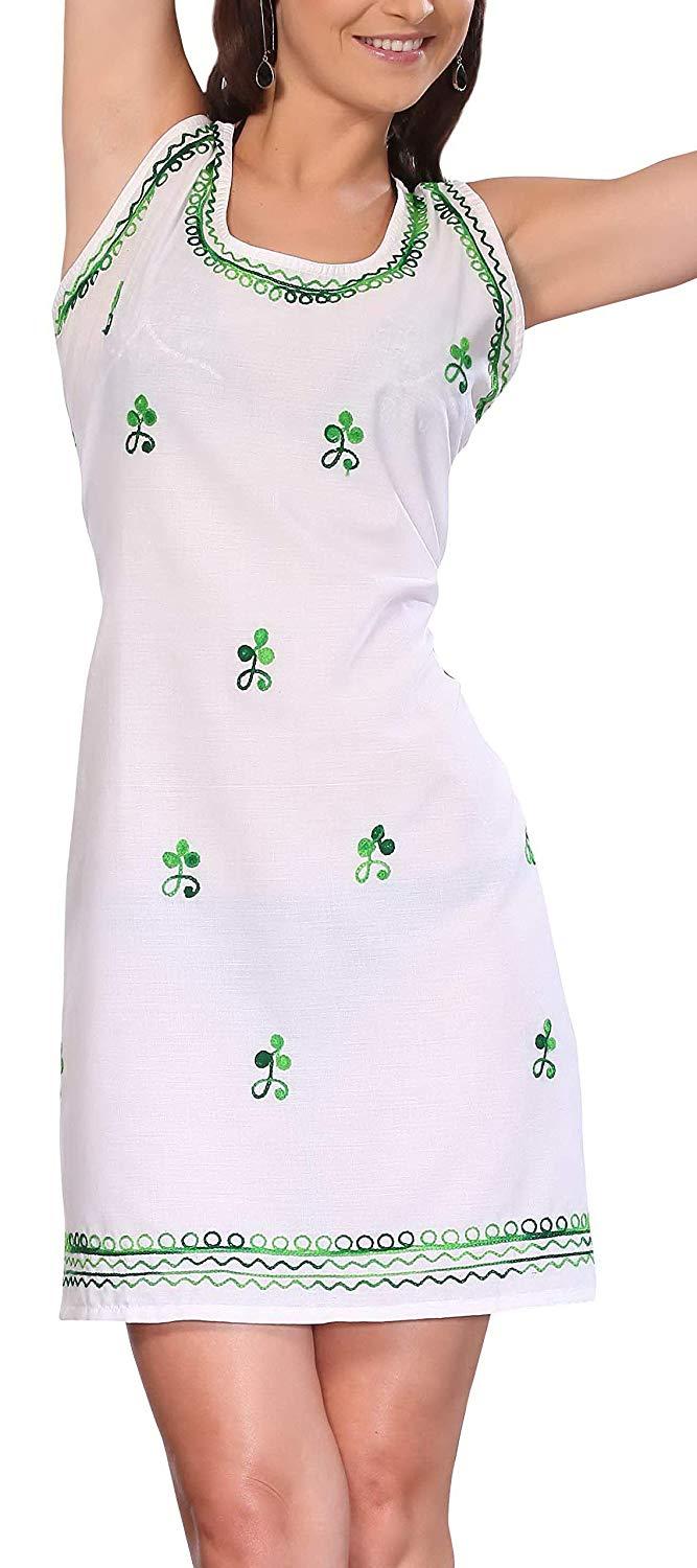 La Leela LA LEELA Bikini Swim Beach Swimsuit Cover Up Women's Caftan Dress Embroidery