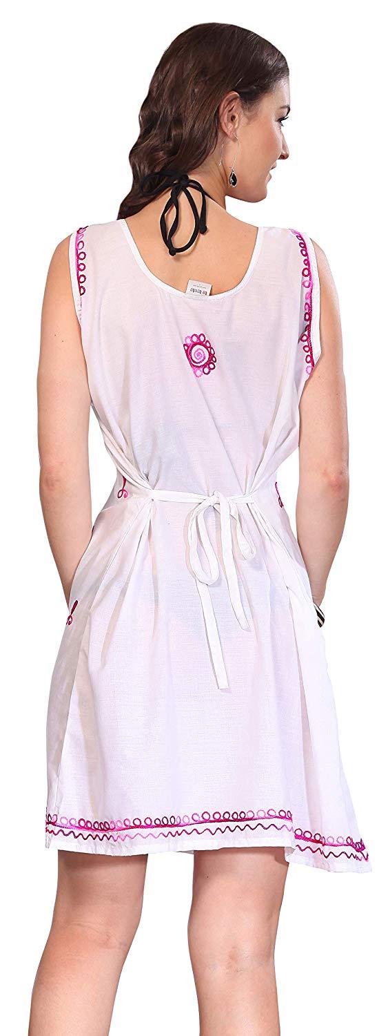 La Leela LA LEELA Bikini Swim Beach Swimsuit Cover Up Women's Caftan Dress Embroidery