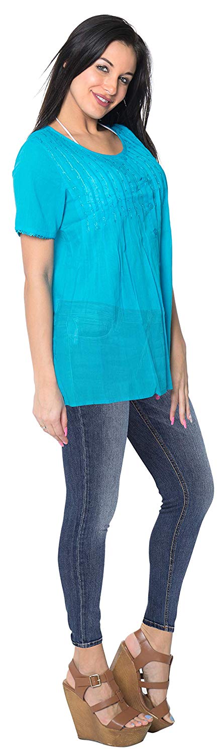 La Leela LA LEELA Bikini Swim Beach Swimsuit Cover-ups Women's Caftans Dress Embroidery