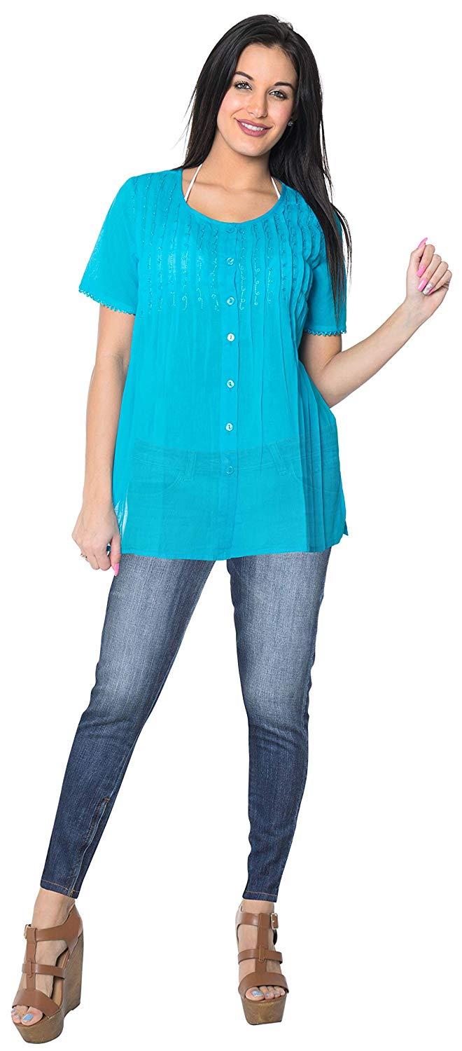 La Leela LA LEELA Bikini Swim Beach Swimsuit Cover-ups Women's Caftans Dress Embroidery