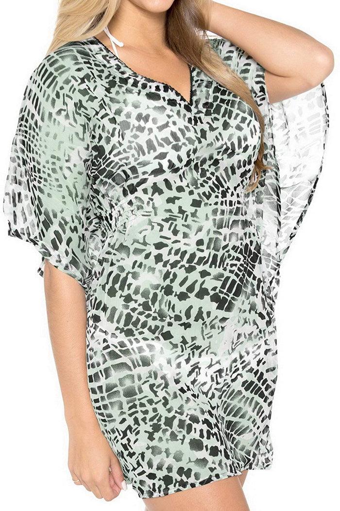 La Leela LA LEELA Bikini Swim Beach Wear Swimsuit Cover Up Womens Kimono Dress Embroidery