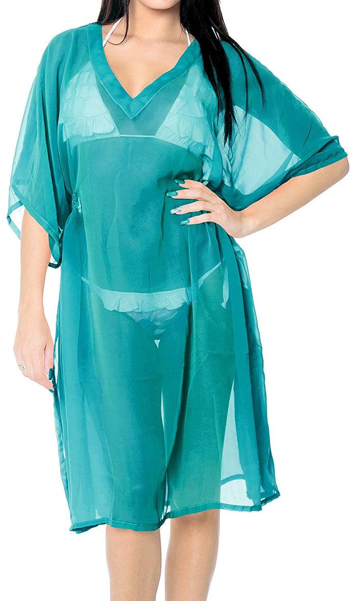 La Leela LA LEELA Bikini Swim Beach Wear Swimsuit Cover Up Womens Kimono Dress Embroidery