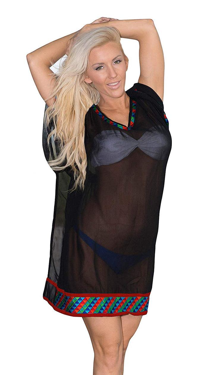 La Leela LA LEELA Bikini Swim Beach Wear Swimsuit Cover Ups Womens Caftan Dress Solid