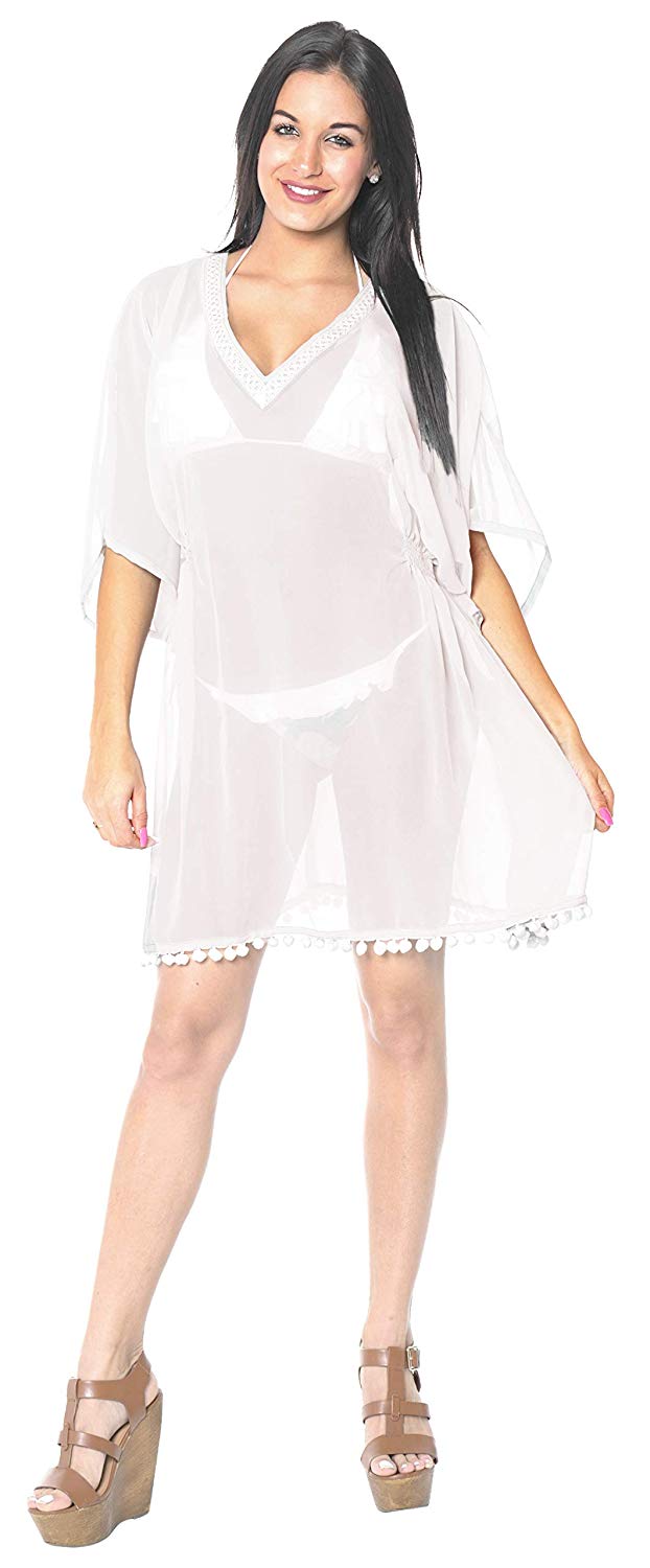 La Leela LA LEELA Bikini Swim Beach Wear Swimsuit Cover Ups Womens Caftan Dress Solid