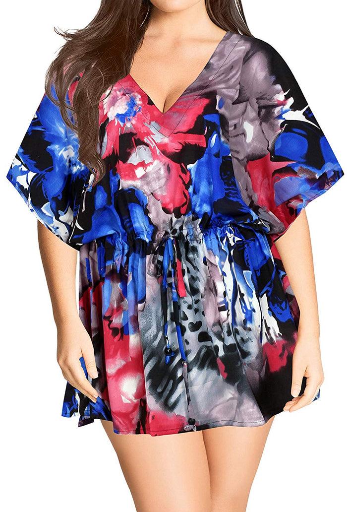 La Leela LA LEELA Bikini Swim Beach Wear Swimsuit Cover Ups Women Kimono Dress Printed