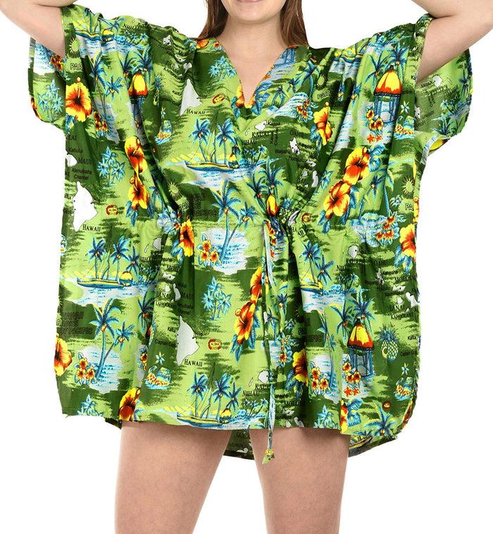 La Leela LA LEELA Bikini Swim Beach Wear Swimsuit Cover Ups Women Kimono Dress Printed