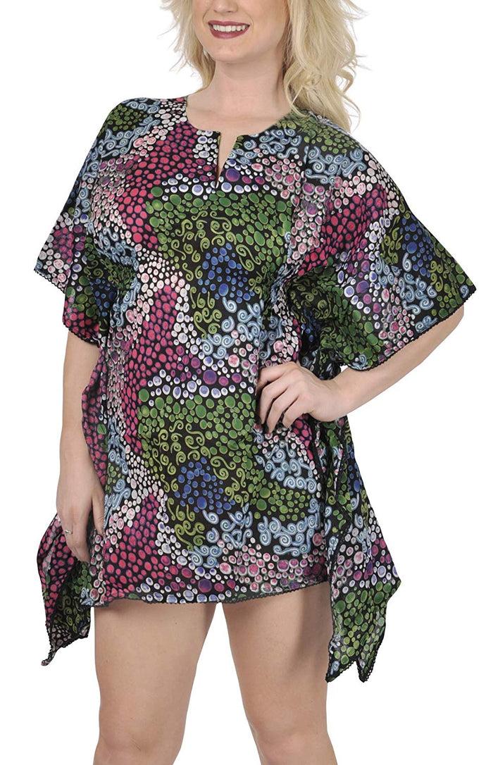 La Leela LA LEELA Bikini Swim Beach Wear Swimsuits Cover Ups Women Kimono Dress Printed