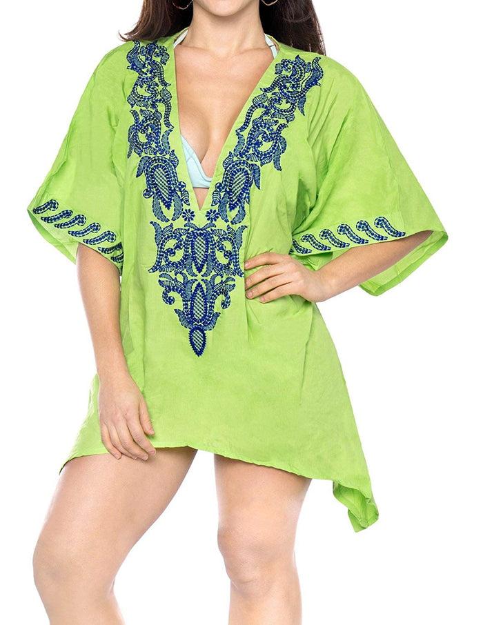 La Leela LA LEELA Bikini Swim Wear Swimsuit Beach Cover-ups Women Summer Dress Embroidery