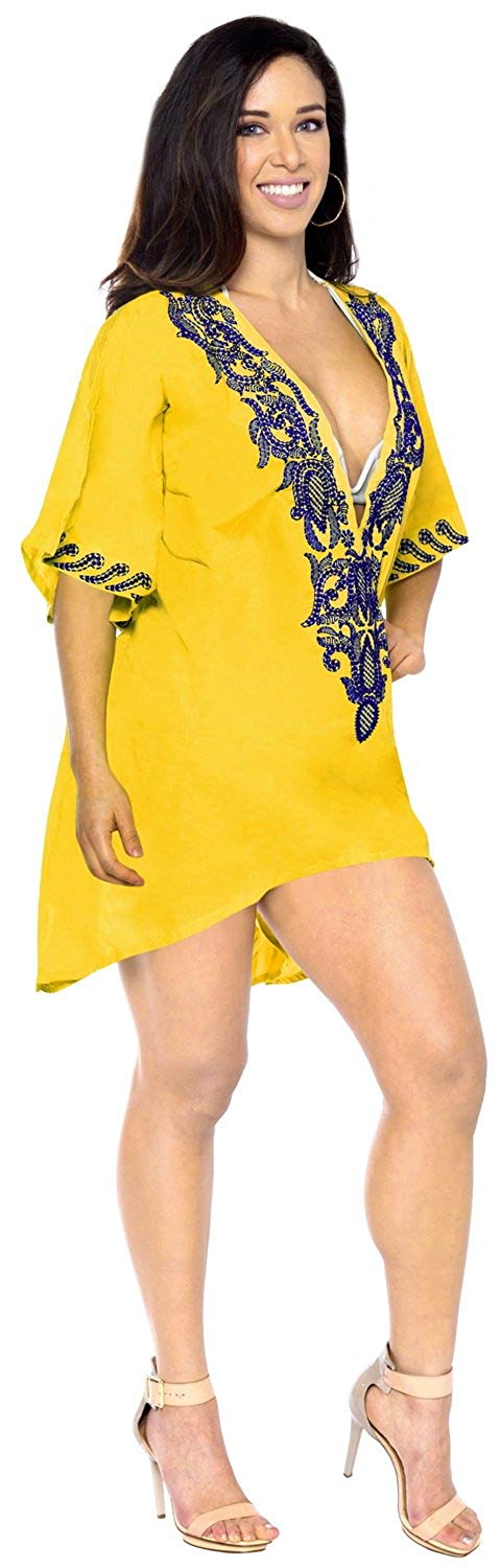 La Leela LA LEELA Bikini Swim Wear Swimsuit Beach Cover-ups Women Summer Dress Embroidery