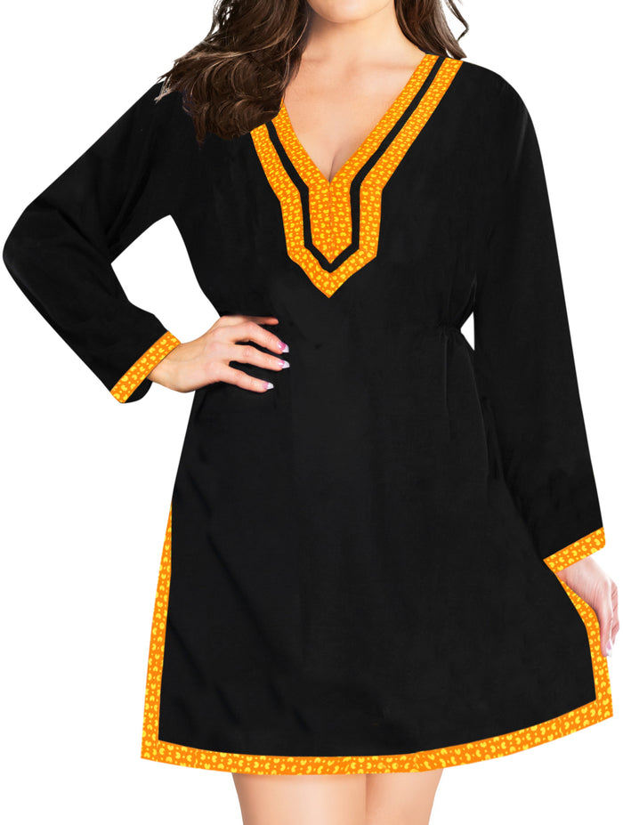 la leela LA LEELA Bikini Swimwear Swimsuit Beach Cardigan Cover-ups Women Dresses Solid Black