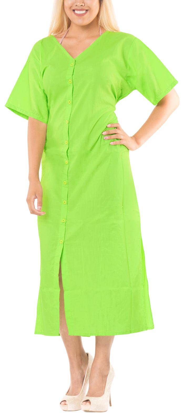 la leela LA LEELA Bikini Swimwear Swimsuit Beach Cardigan Cover-ups Women Dresses Solid Green_A997