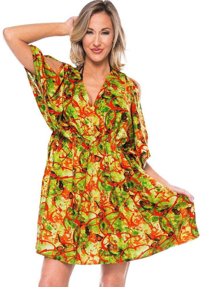 La Leela LA LEELA Bikini Swimwear Swimsuit Beach Cover Ups Women Summer Dresses Printed