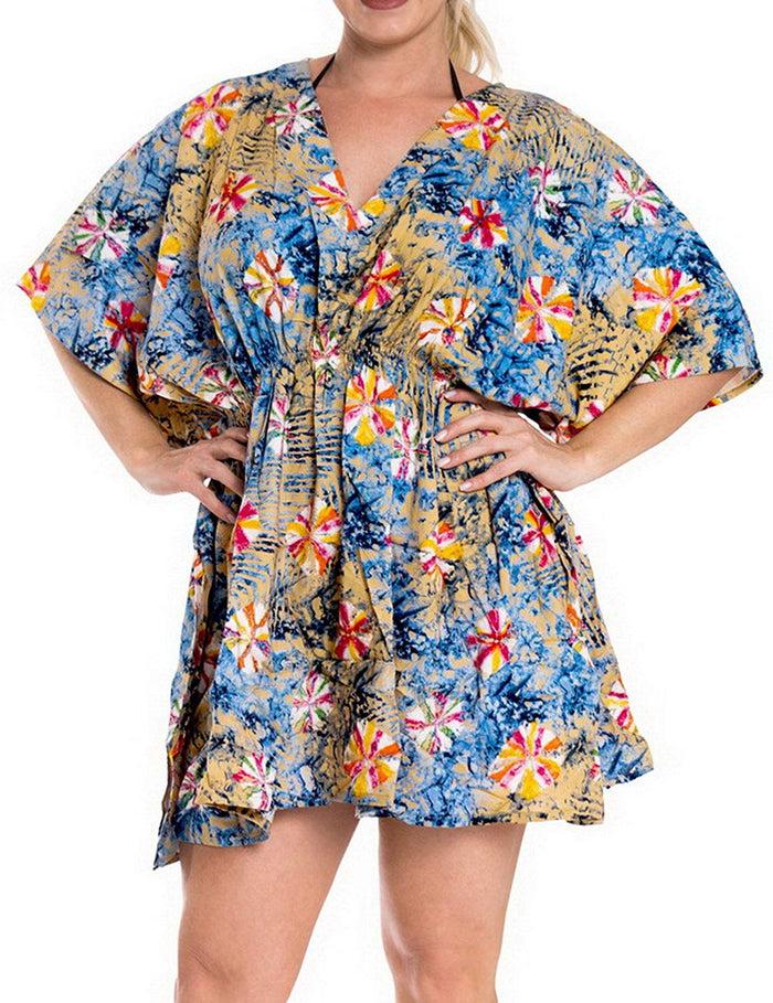 La Leela LA LEELA Bikini Swimwear Swimsuit Beach Cover Ups Women Summer Dresses Printed