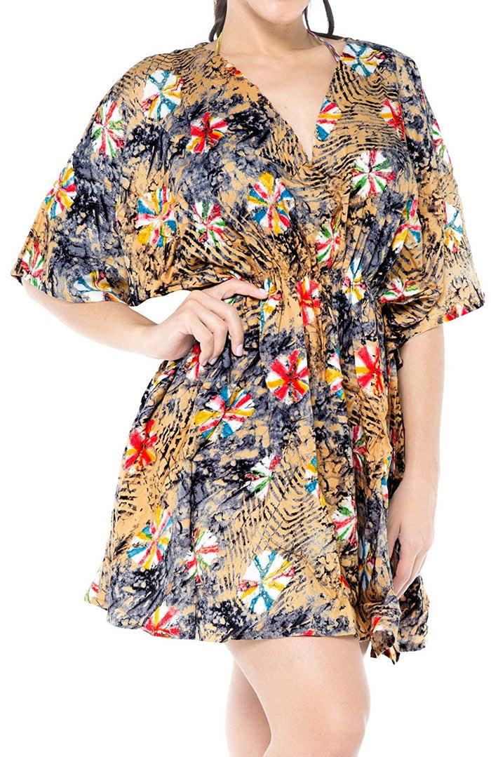 La Leela LA LEELA Bikini Swimwear Swimsuit Beach Cover Ups Women Summer Dresses Printed