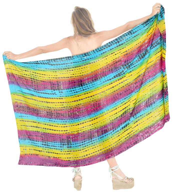 La Leela LA LEELA Bikini Swimwear Wrap Sarong Bikini Cover Up Tie Dye 78"X43" Yellow_4451