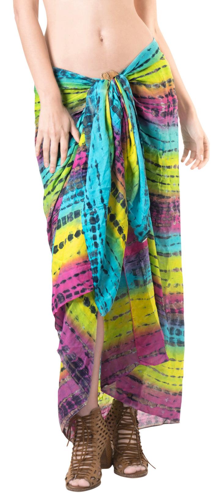 la leela LA LEELA Bikini Swimwear Wrap Sarong Bikini Cover up Tie Dye 78"X43" Yellow_4451