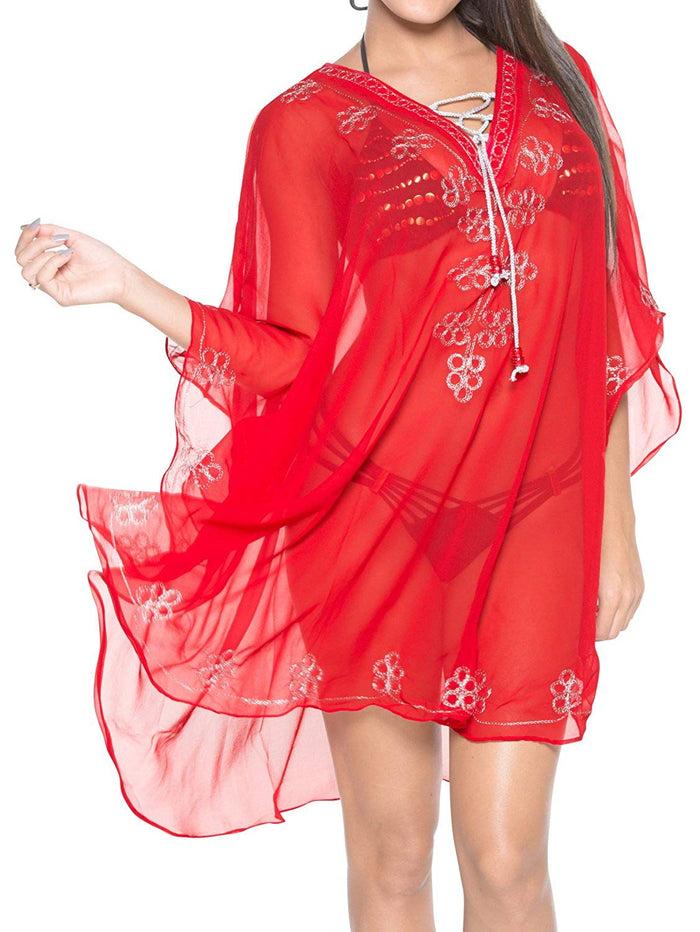 la leela LA LEELA Bikini wear Swimsuit Beach Cardigan Cover-ups Women Dress Embroidery