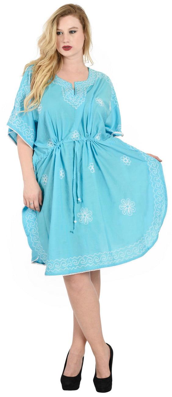 la leela LA LEELA Bikni Swimwear Rayon Solid Summer Cover Up OSFM 14-28 [L-4X] Light Blue_1410