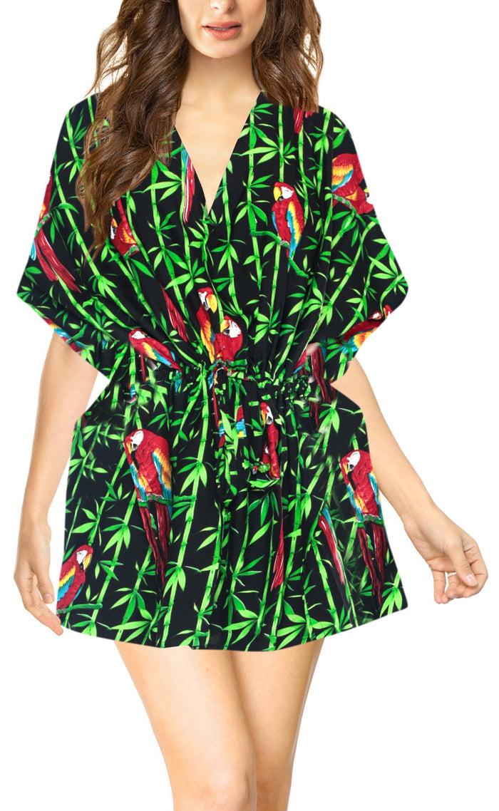 la leela LA LEELA Bikni Swimwear Soft fabric Printed Beachwear Loose Cover Up OSFM 16-28W [XL- 4X] Halloween Black_O223