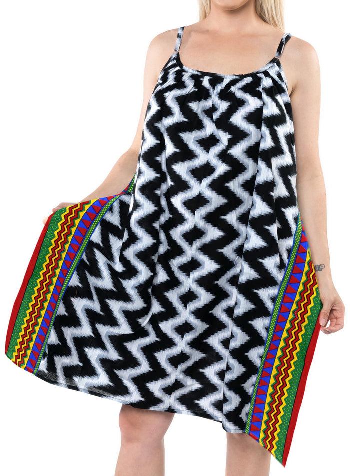 la leela LA LEELA Bikni Swimwear Soft fabric Printed Beachwear Loose Cover Up OSFM 14-16W [L- 1X] Blood Red_I655