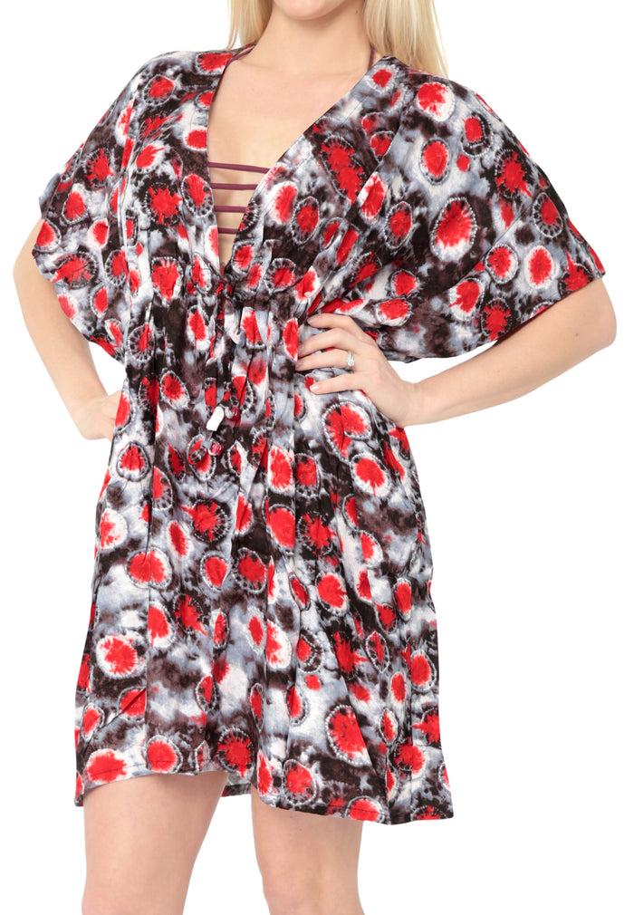 la leela LA LEELA Bikni Swimwear Soft fabric Printed Beachwear Loose Cover Up OSFM 14-24W [L- 3X] Halloween Black_O435