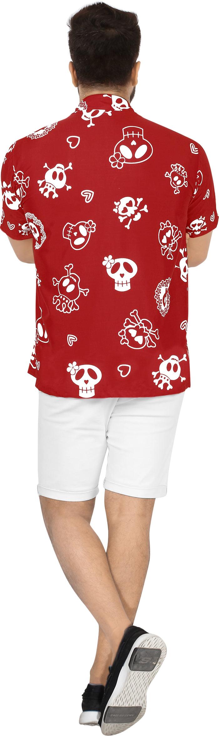 La Leela LA LEELA Casual Beach Hawaiian Shirt For Aloha Tropical Beach Front Pocket Short Sleeve For Men Red