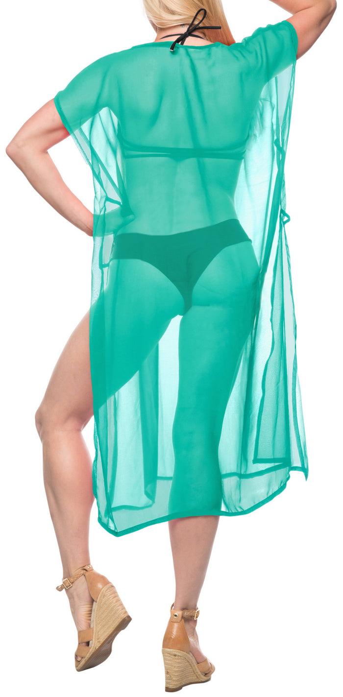 La Leela La Leela Chiffon Open Sides Swimwear Beachwear Bikini Swimsuit Sheer Cover Up Bl