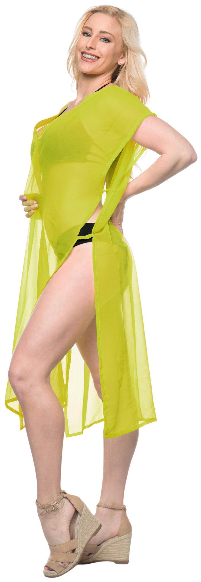 La Leela La Leela Chiffon Open Sides Swimwear Beachwear Bikini Swimsuit Sheer Cover Up Bl