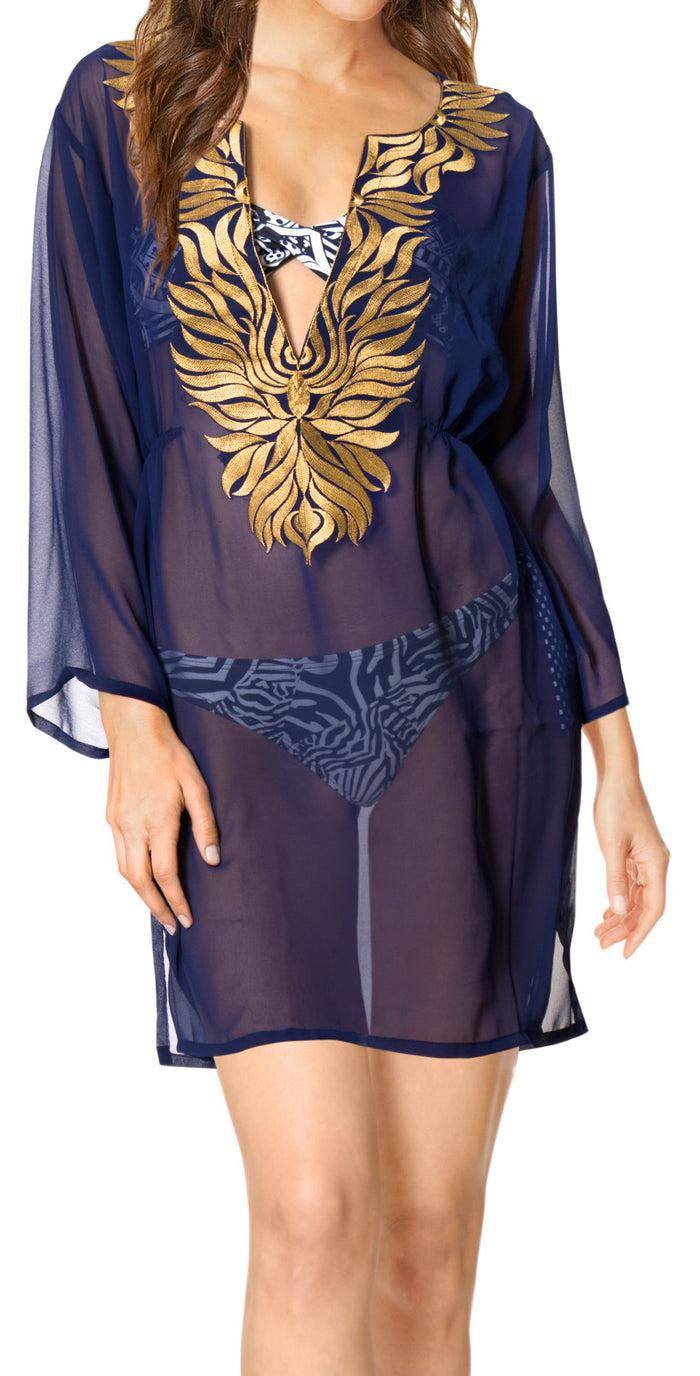 la leela La Leela Chiffon Open Sides Swimwear Beachwear Bikini Swimsuit Sheer Cover up Bl