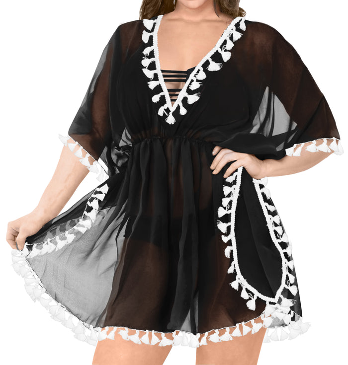 La Leela La Leela Chiffon Open Sides Swimwear Beachwear Bikini Swimsuit Sheer Cover Up Pi