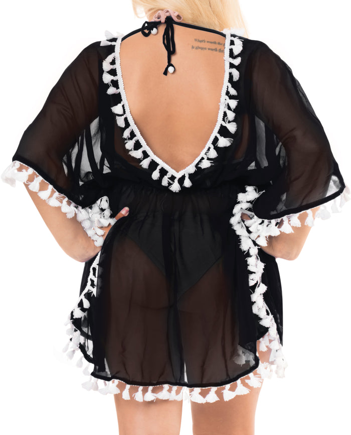 la leela La Leela Chiffon Open Sides Swimwear Beachwear Bikini Swimsuit Sheer Cover up Pi