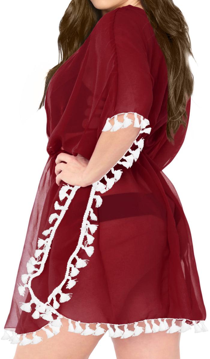 La Leela La Leela Chiffon Open Sides Swimwear Beachwear Bikini Swimsuit Sheer Cover Up Pi