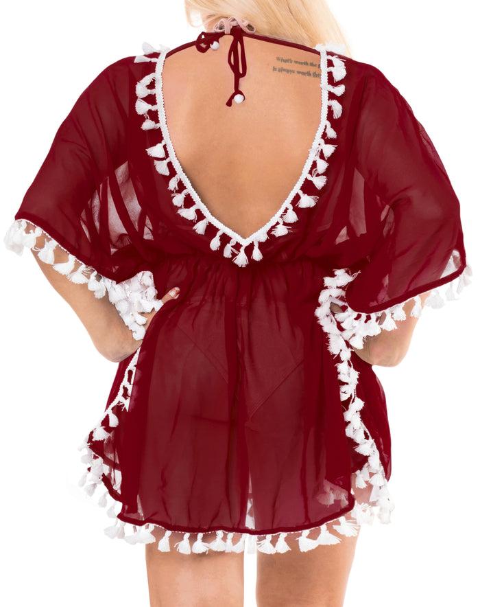 la leela La Leela Chiffon Open Sides Swimwear Beachwear Bikini Swimsuit Sheer Cover up Pi