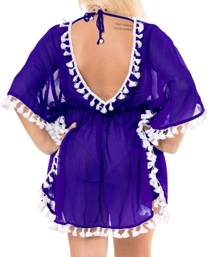 la leela La Leela Chiffon Open Sides Swimwear Beachwear Bikini Swimsuit Sheer Cover up Bl