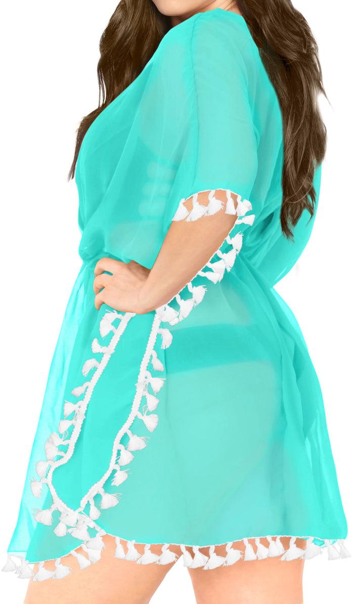 La Leela La Leela Chiffon Open Sides Swimwear Beachwear Bikini Swimsuit Sheer Cover Up Pi