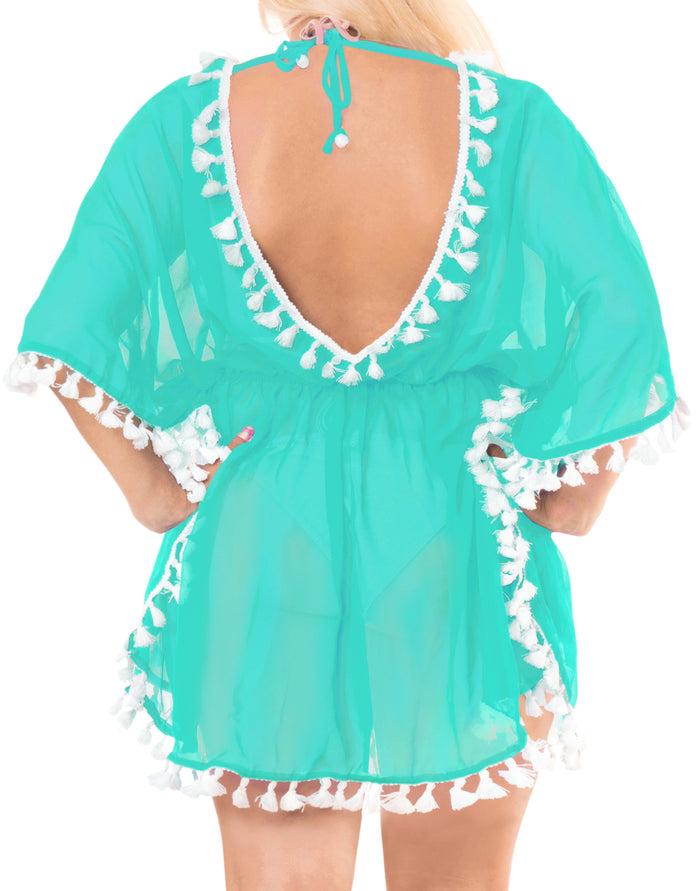 la leela La Leela Chiffon Open Sides Swimwear Beachwear Bikini Swimsuit Sheer Cover up Pi
