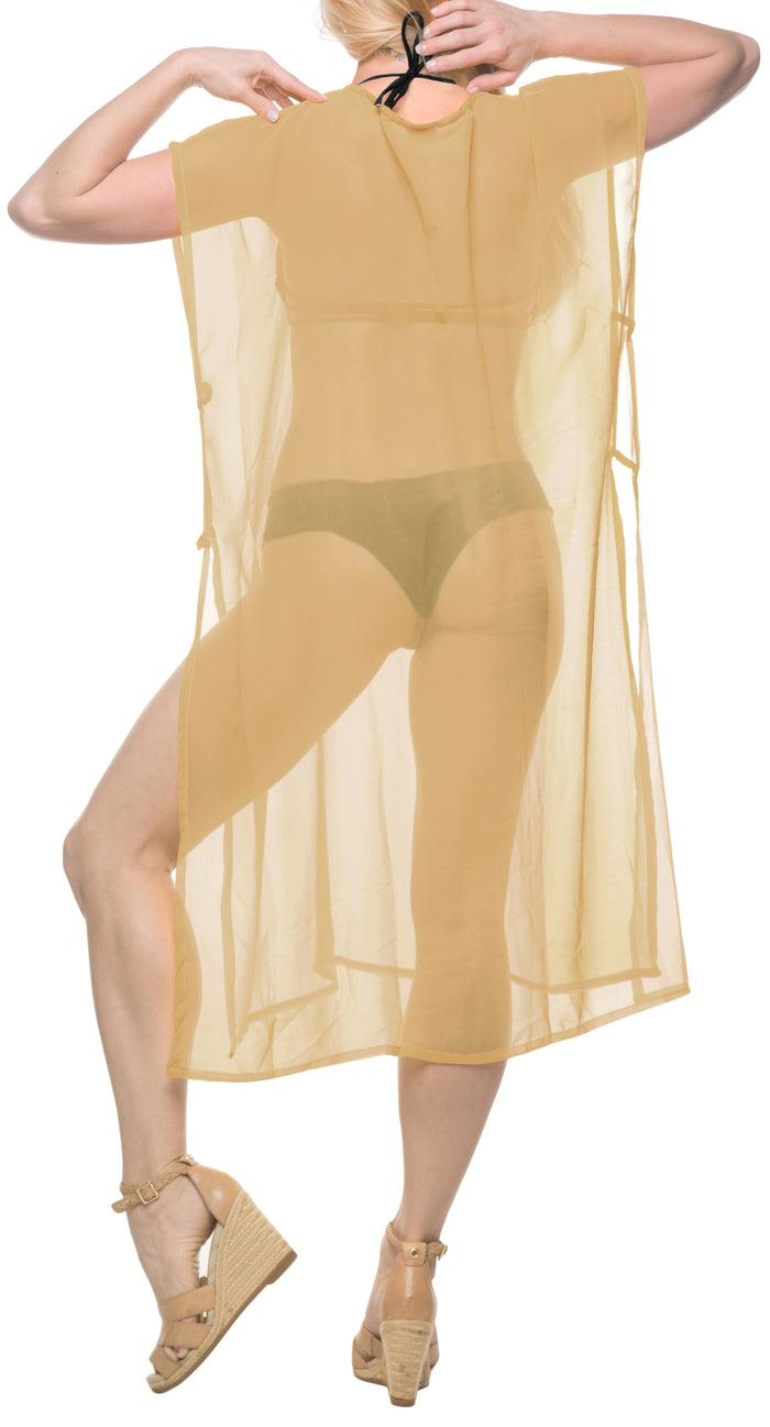 La Leela La Leela Chiffon Open Sides Swimwear Beachwear Bikini Swimsuit Sheer Cover Up Pi