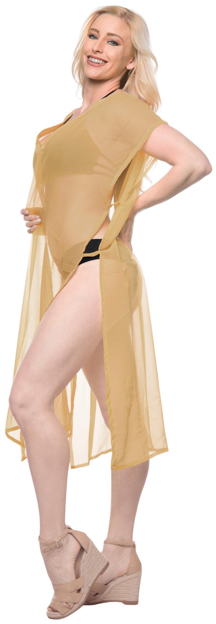 La Leela La Leela Chiffon Open Sides Swimwear Beachwear Bikini Swimsuit Sheer Cover Up Pi