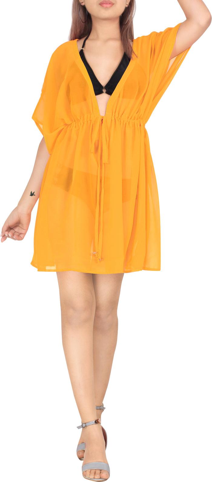 la leela La Leela Chiffon Solid Lightweight Plus Size Beach Cover up Caftan Upsdell Red