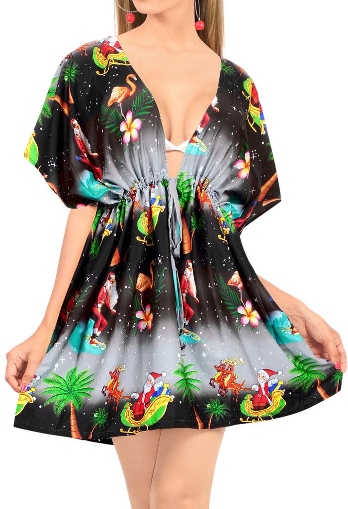 la leela LA LEELA Christmas Santa claus Hawaii Cardigan Girl OSFM 14-24 [L-3X] Black_2140