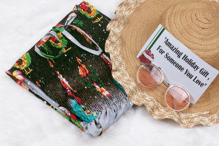 La Leela LA LEELA Christmas Soft Santa Top Caribbean Short Office Black 3495 One Size