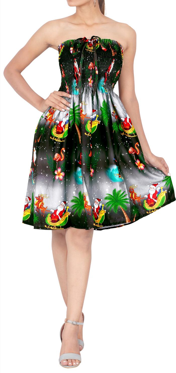 la leela LA LEELA Christmas Soft santa Top Caribbean Short Office Black 3495 One Size