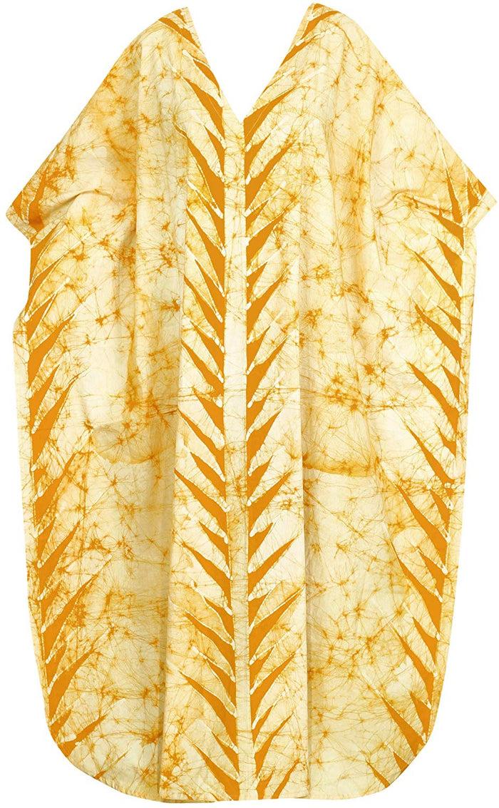 La Leela LA LEELA Cotton Batik 1 Women's Kaftan Nightgown Beachwear Cover Up Style Dress