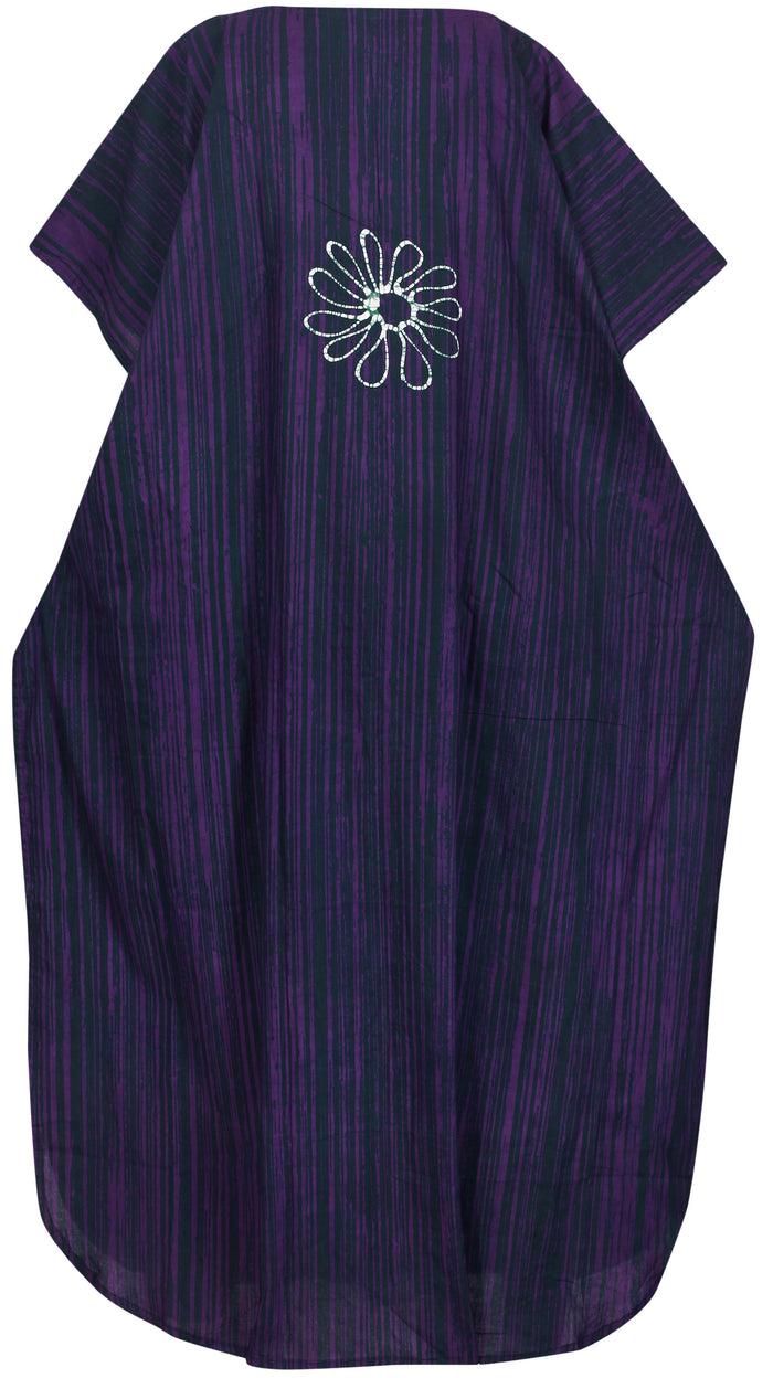 La Leela LA LEELA Cotton Batik Floral Printed Women's Kaftan Kimono Summer Beachwear Cover Up Dress Green_U911