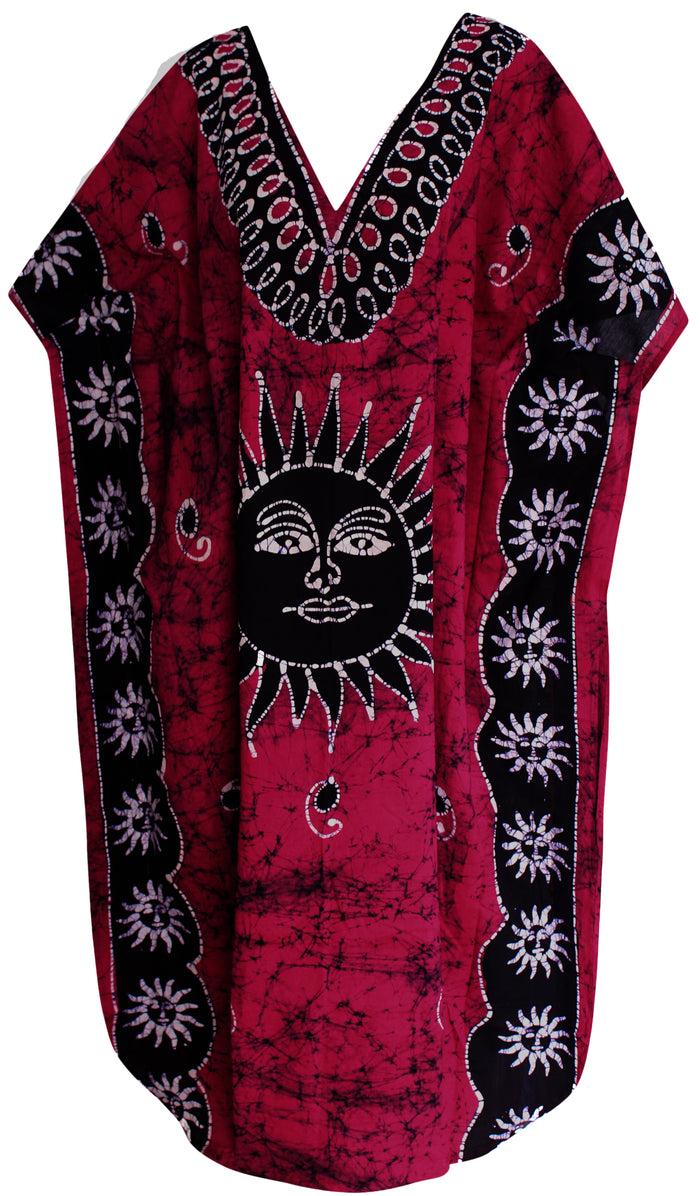 la leela LA LEELA Cotton Batik Printed Women's Kaftan Kimono Summer Beachwear Cover up Dress OSFM 14-18W [L- 2X] Pink_J947