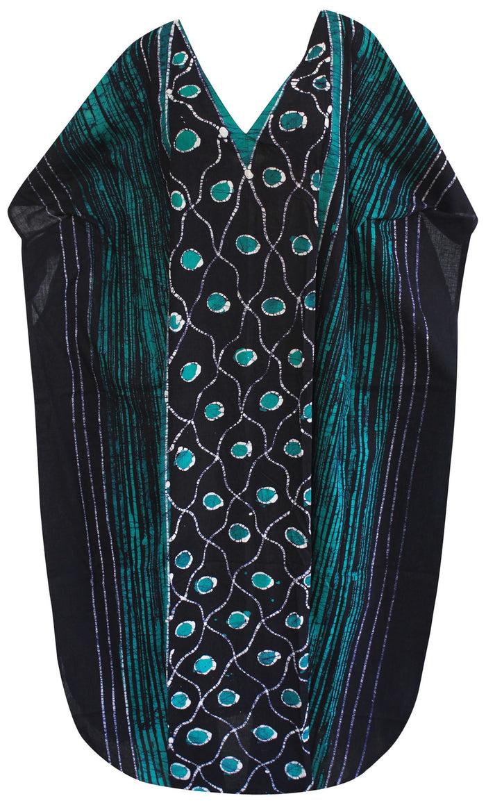 la leela LA LEELA Cotton Batik Printed Women's Kaftan Kimono Summer Beachwear Cover up Dress OSFM 14-18W [L- 2X] Green_U961