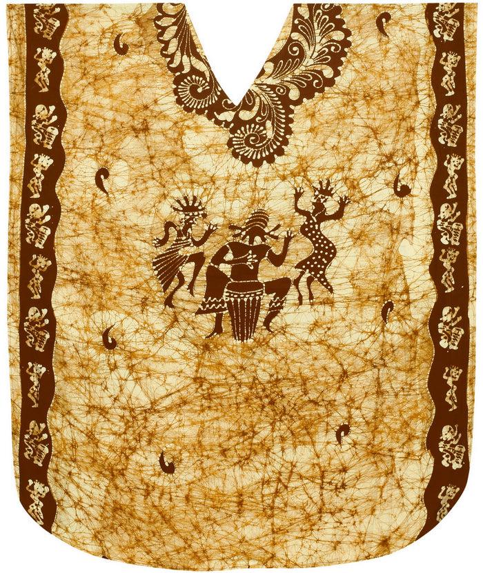 la leela LA LEELA Cotton Batik Printed Women's Kaftan Kimono Summer Beachwear Cover up Dress OSFM 14-18W [L- 2X] Brown_Y597